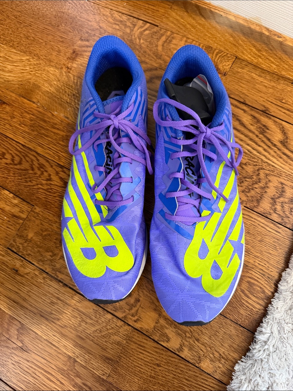 New Balance indoor track sneakers  Purple and Neon Yellow Athletic Sneakers